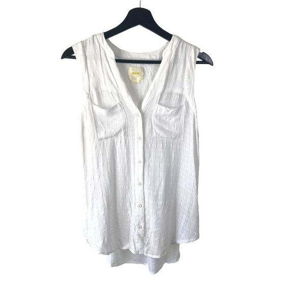 Maeve White Sunseeker Sleeveless Button Up 2 - Picture 1 of 6